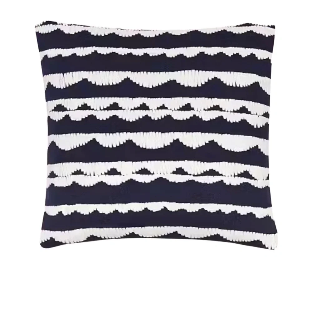 Kate Spade Scallop Row Decorative Pillow Navy Blue And White NWT Retail - $70.00